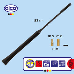 ANTENA AUTO EXTERIOR NEAGRA 23CM CU 2 ADAPTOARE (5-6MM)
