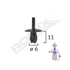 CLIPS FIXARE ELEMENTE EXTERIOARE PENTRU OPEL/MERCEDES/RENAULT - NEGRU SET 10 BUC