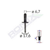 POPNIT PLASTIC UNIVERSAL 6.7X17.6MM - NEGRU SET 10 BUC