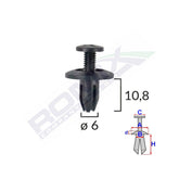 CLIPS FIXARE PENTRU HONDA/KIA/TOYOTA 6X10.8MM - NEGRU SET 10 BUC