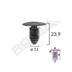 CLIPS TAPITERIE PENTRU GM 11X23.9MM - NEGRU SET 10 BUC