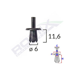 CLIPS FIXARE PENTRU ALFA ROMEO/FIAT MERCEDES OPEL - NEGRU SET 25 BUC