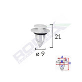 CLIPS FIXARE ELEMENTE PRAG PENTRU BMW, MINI 9X21MM ALB SET 10 BUC