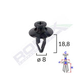 CLIPS FIXARE PENTRU KIA/MAZDA/MITSUBISHI/NISSAN/KIA 8X18.8MM - NEGRU SET 10 BUC