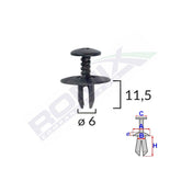 CLIPS FIXARE PENTRU BMW MINI 6X11.5MM - NEGRU SET 10 BUC