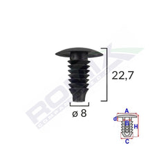 CLIPS TAPITERIE PENTRU BMW/OPEL/GRUP VAG 8X22.7MM - NEGRU SET 10 BUC