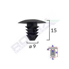 CLIPS TAPITERIE PENTRU GRUP VAG 9X15MM - NEGRU SET 10 BUC