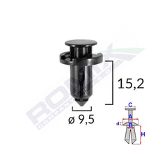 CLIPS FIXARE PENTRU NISSAN/HONDA/SUBARU 9.5X15.2MM - NEGRU SET 10 BUC