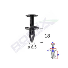CLIPS FIXARE PENTRU FORD, OPEL 6.5X18MM NEGRU SET 10BUC