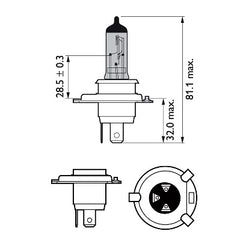 SET 2 BECURI FAR H4/W5W P43T-38 60/55W 12V WHITE VISION ULTRA PHILIPS