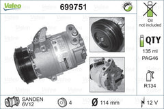 Compresor clima OPEL ASTRA G limuzina F69 VALEO 699751
