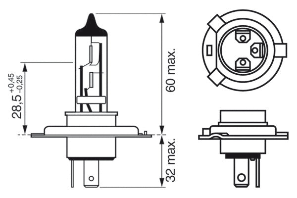 BEC H4 12V 55W / 60W PURE LIGHT (blister 1buc) BOSCH