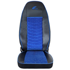 SET HUSE SCAUN TRUCK UMBRELLA PENTRU VOLVO EURO 5 PIELE ECOLOGICA NEAGRA + VELVET ALBASTRU