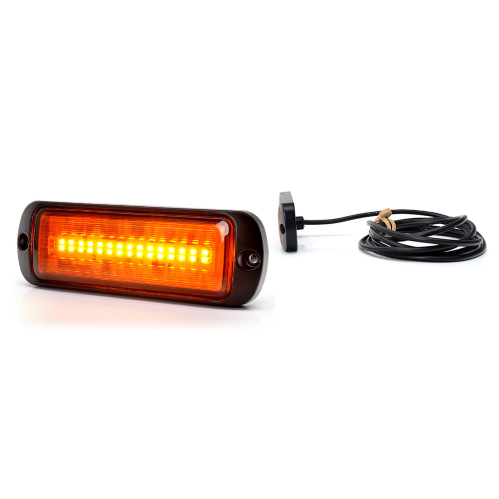 PROIECTOR STROBOSCOPIC LED PORTOCALIU 1469 W218 CU MONTARE IN GRILA, 2 FAZE FLASH, 12V-24V, 21W WAS