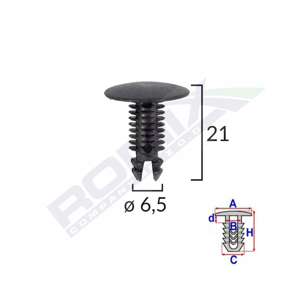 CLIPS TAPITERIE PENTRU CITROEN/ALFA ROMEO/PEUGEOT - NEGRU SET 10 BUC
