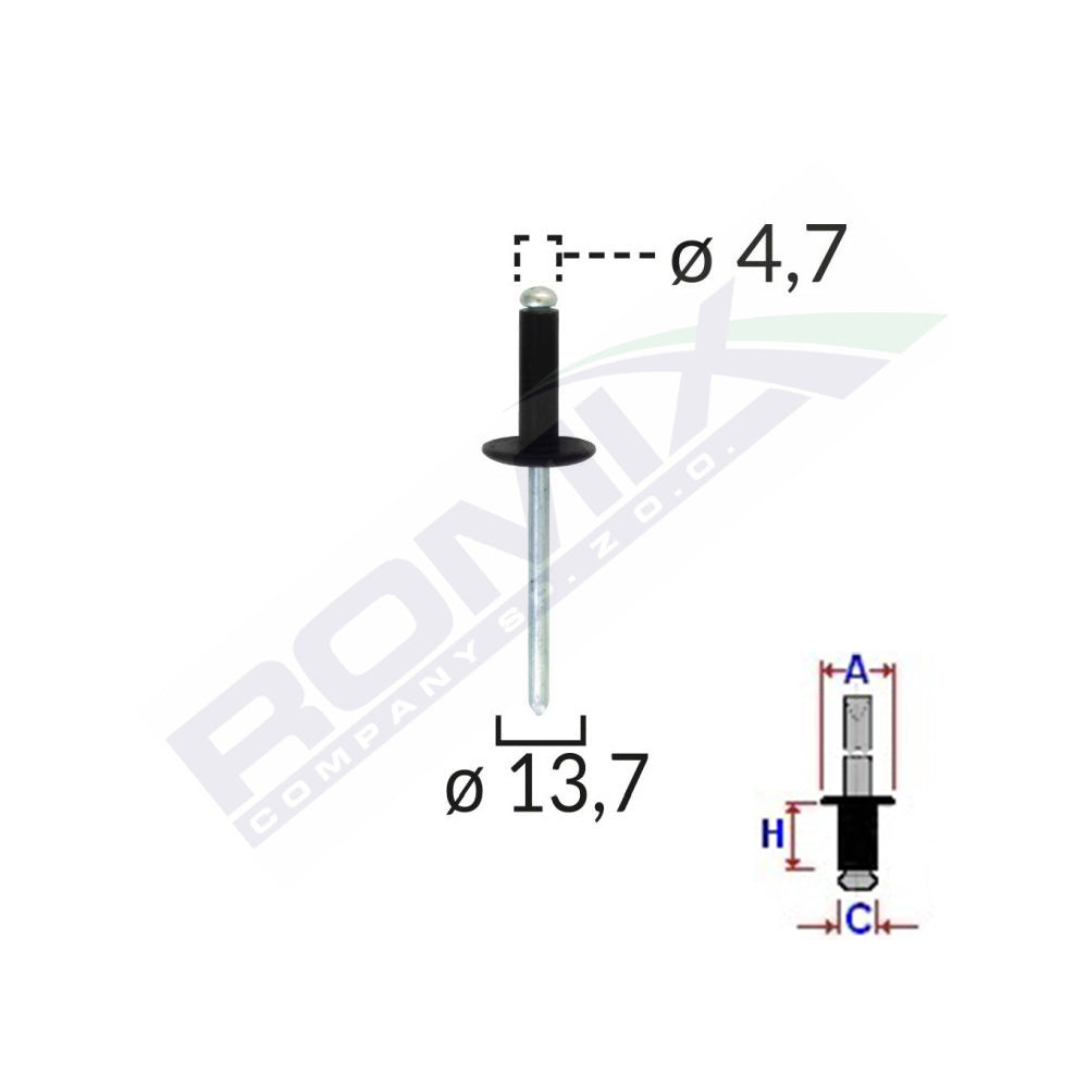 POPNIT UNIVERSAL NEGRU 4.7MM SET 10 BUC