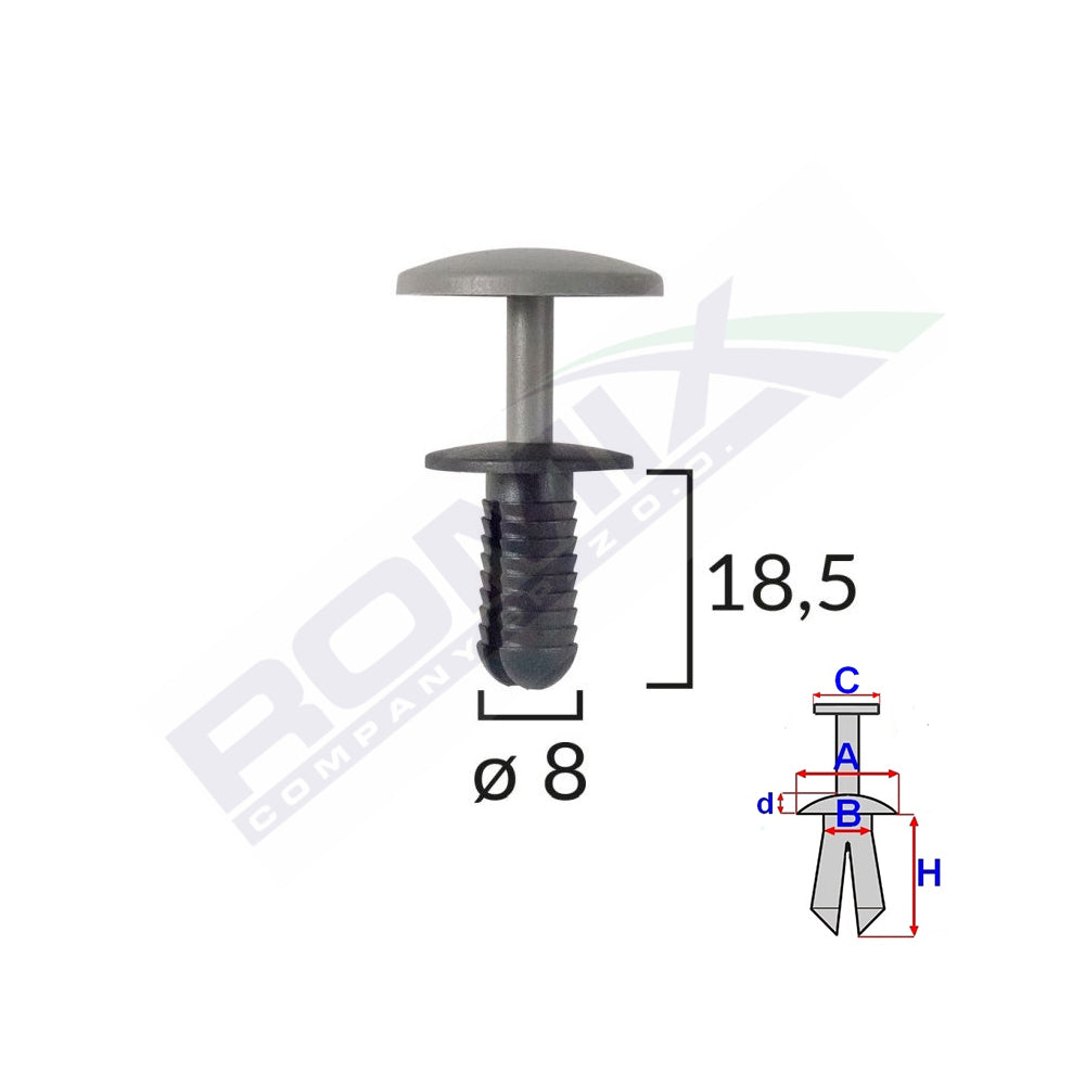 CLIPS FIXARE PENTRU FORD - 8X18.5MM - NEGRU SET 10 BUC