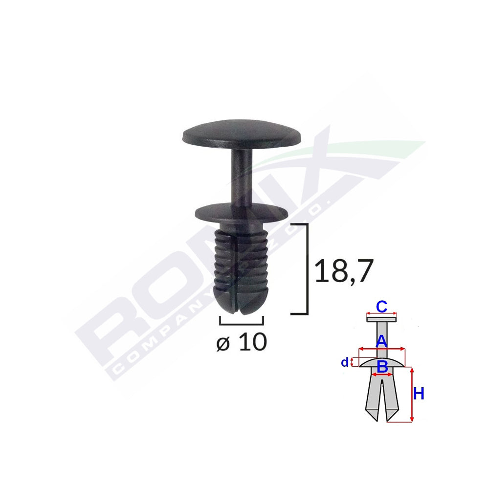 CLIPS FIXARE PENTRU FORD - 10X18.7MM - NEGRU SET 10 BUC