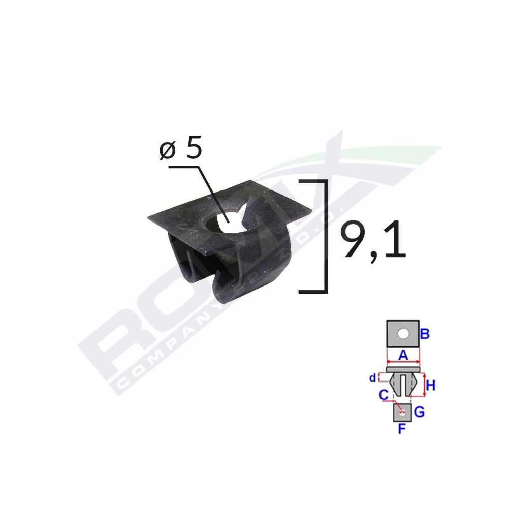 CLIPS TAPITERIE PENTRU GRUP VAG AUDI MERCEDES - NEGRU SET 10 BUC