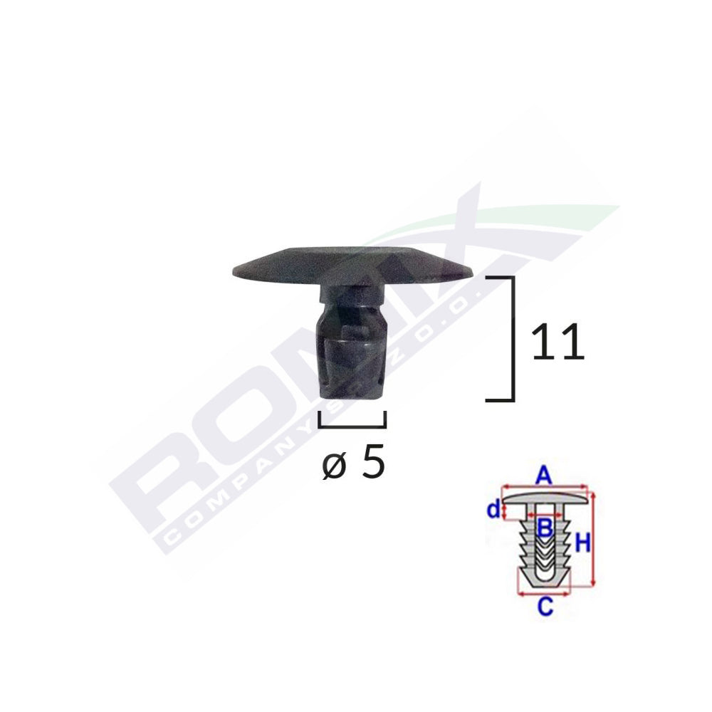 CLIPS TIP GARNITURA PENTRU PEUGEOT 5X11MM - NEGRU SET 10 BUC