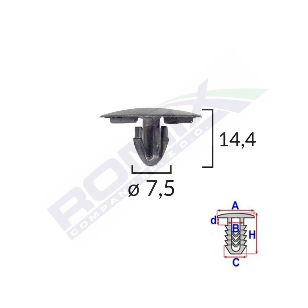 CLEMA CAPAC MOTOR PENTRU LEXUS/TOYOTA 7.5X14.4MM - NEGRU SET 10 BUC