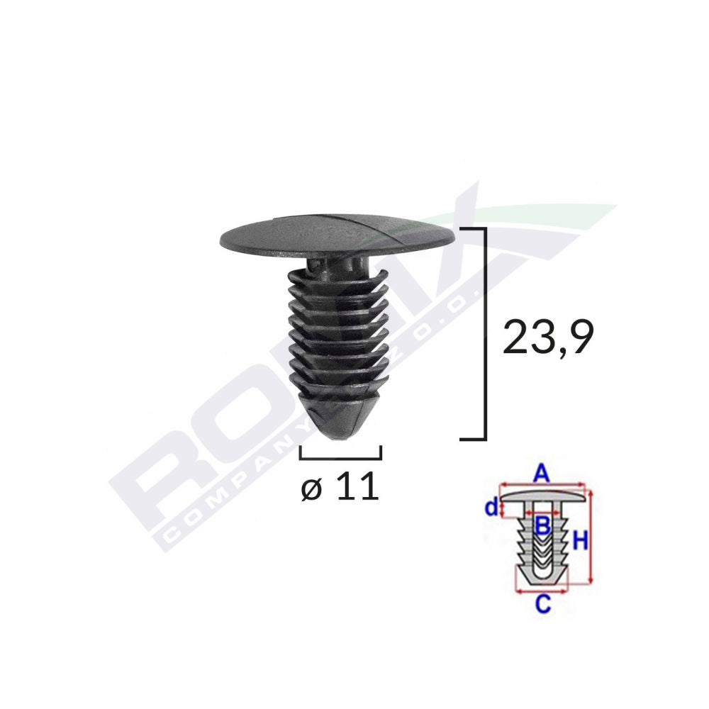 CLIPS TAPITERIE PENTRU GM 11X23.9MM - NEGRU SET 10 BUC