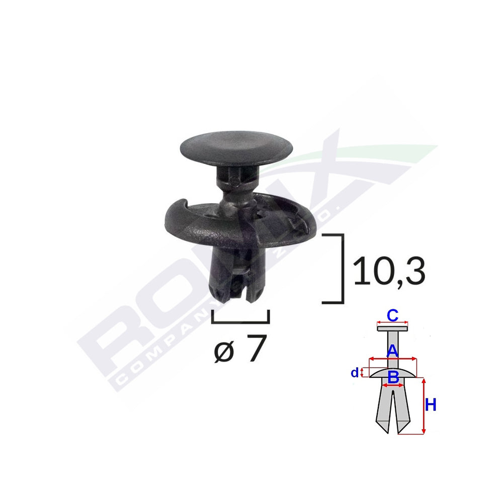 CLIPS FIXARE PENTRU TOYOTA/SUZUKI 7X10.3MM - NEGRU SET 10 BUC