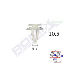 CLIPS TAPITERIE PENTRU FIAT/AUDI 8X10.5MM - ALB SET 10 BUC
