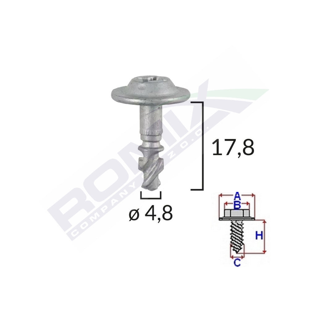 CLIPS CAPAC MOTOR PENTRU BMW/AUDI 4.8X14.8MM - NEGRU SET 10 BUC