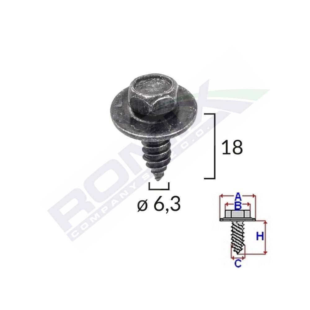 SURUB CU CAP HEXAGONAL CU DIAMETRU 6.2 MM SET 10 BUC