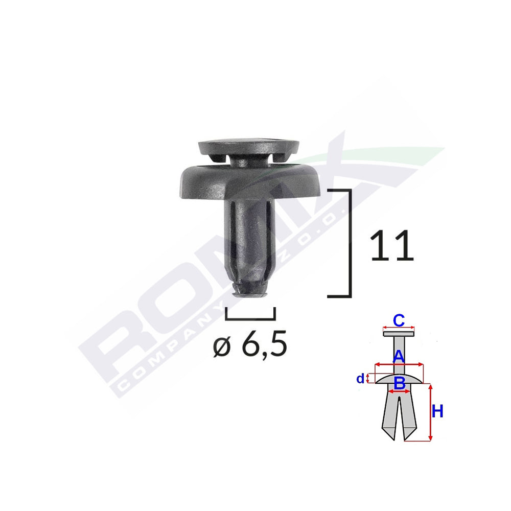 CLIPS FIXARE PENTRU TOYOTA6.5X11MM NEGRU SET 10 BUC