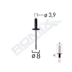 POPNIT UNIVERSAL NEGRU 3.9MM SET 10 BUC