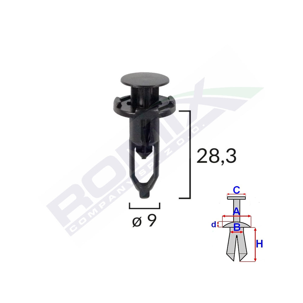 CLIPS FIXARE PENTRU TOYOTA/LEXUS 9X28.3MM - NEGRU SET 10 BUC