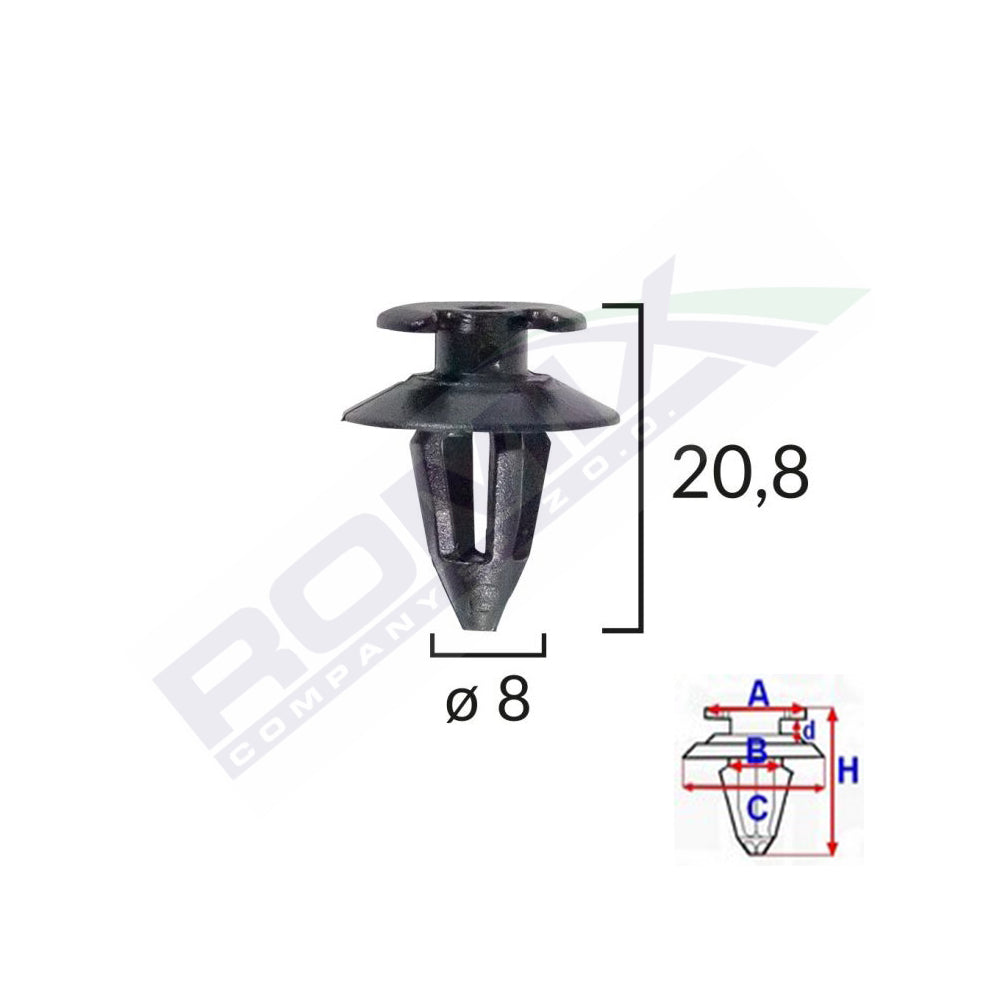 CLIPS TAPITERIE PENTRU AUDI/BMW/SEAT/VW 8X20.8MM - NEGRU SET 10 BUC