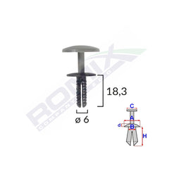 CLIPS FIXARE UNIVERSAL 6X18.3MM - NEGRU SET 25 BUC