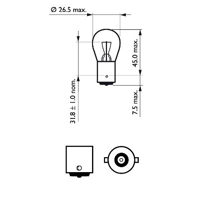 SET 2 BECURI P21W 12V BA15S BLISTER PHILIPS