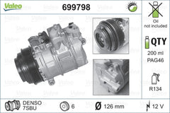 Compresor clima MERCEDES-BENZ E-CLASS combi S210 VALEO 699798