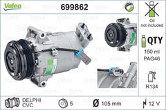 Compresor clima OPEL ASTRA G cupe F07 VALEO 699862