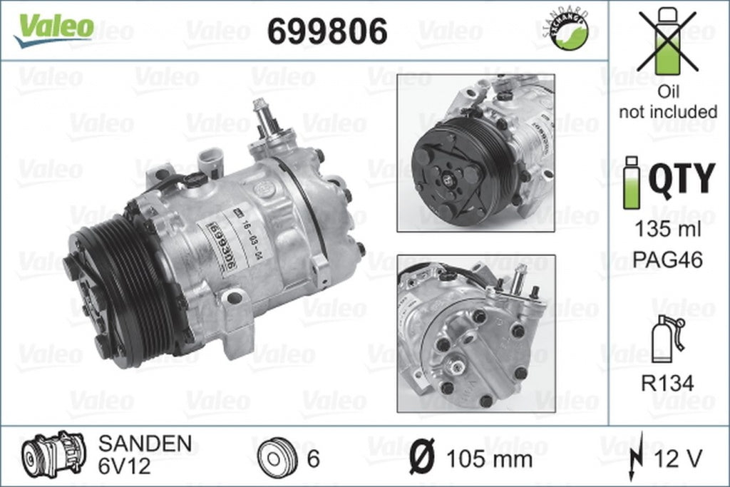 Compresor clima OPEL CORSA C F08 F68 VALEO 699806
