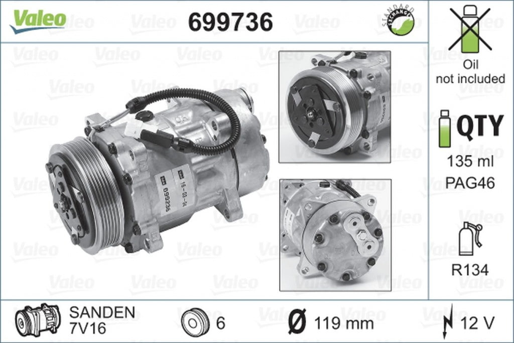 Compresor clima PEUGEOT 206 hatchback 2A C VALEO 699736