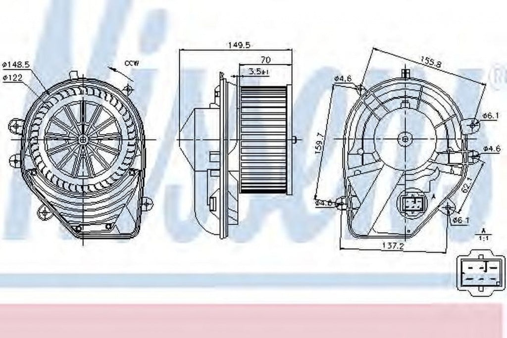 Ventilator habitaclu bord AUDI A4 Avant 8D5 B5 NISSENS 87060