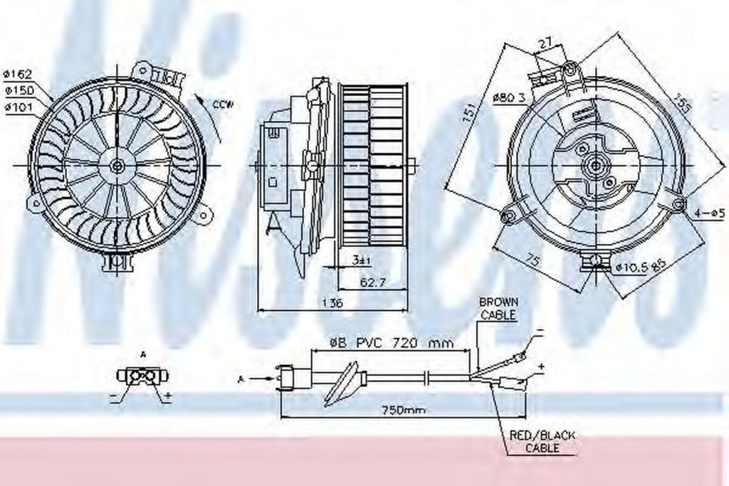 Ventilator habitaclu bord MERCEDES-BENZ E-CLASS combi S124 NISSENS 87153