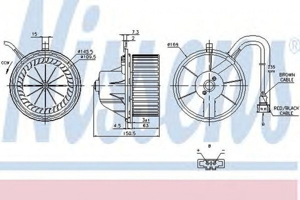 Ventilator habitaclu bord VW TRANSPORTER IV bus 70XB 70XC 7DB 7DW 7DK NISSENS 87155